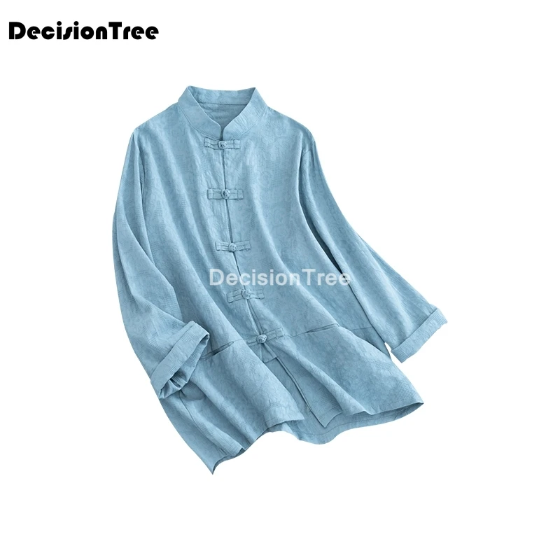 2021 Китайская одежда женские кофточка Ципао рубашки танчжуан древние льняные