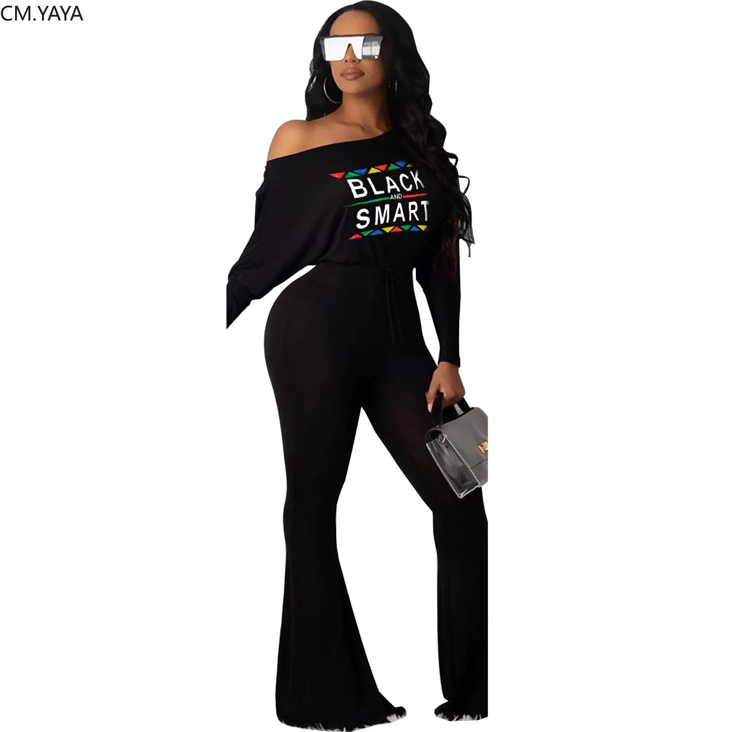 Женский комбинезон с длинным рукавом летучая мышь и надписью|Женские