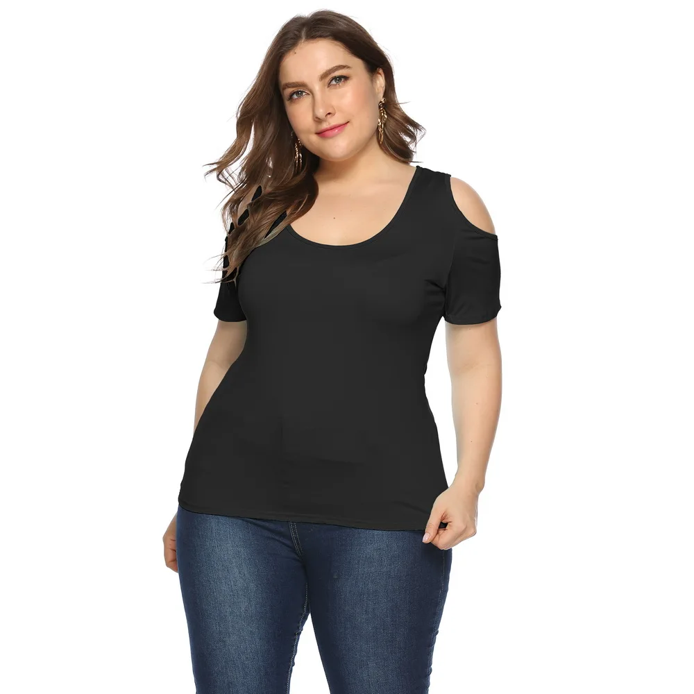 Женская футболка с коротким рукавом и круглым вырезом Однотонная модная