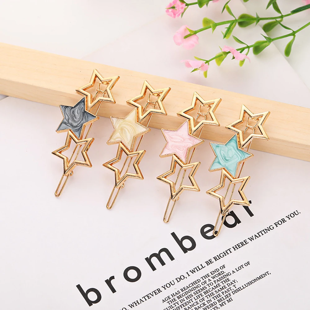 1 шт. новинка модная женская заколка в виде звезды с круглым боковым зажимом милая