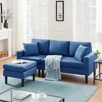modern nordic style sectional sofa bed living room solid color black velvet left hand facing microfiber