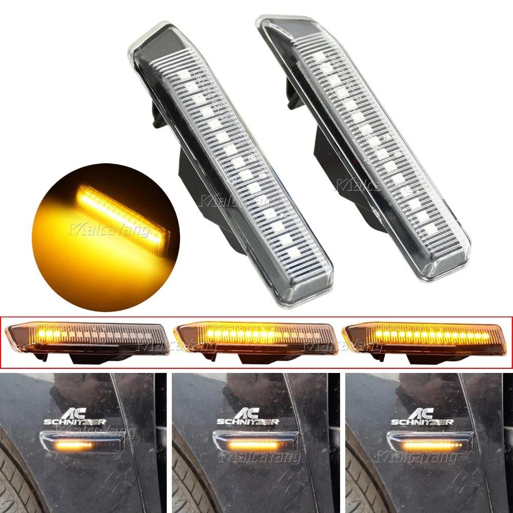 

2Pcs Dynamic Amber LED Side Marker Turn Signal Sequential Blinker Light For BMW E36 M3 Facelift 1997-1999 X5 E53 1999-2006