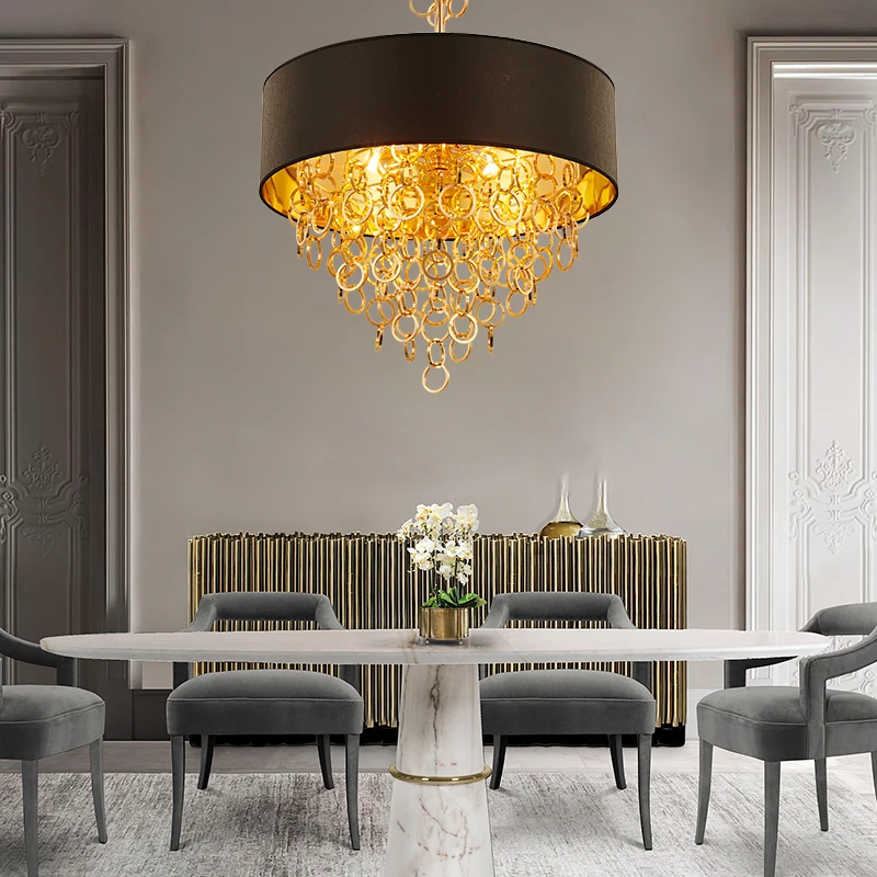 Современный светодиодный подвесной светильник с золотыми кисточками