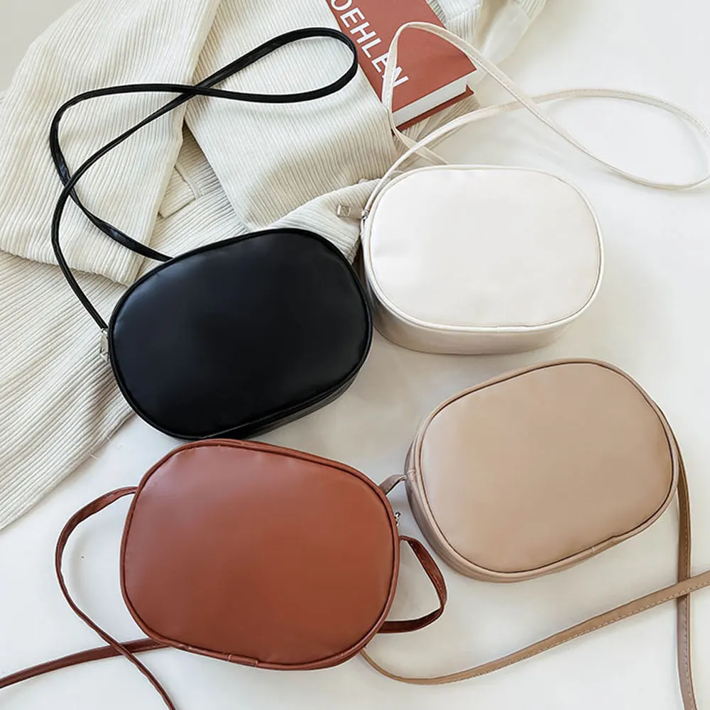 

Vintage Round Crossbody Bag For Women Fashion Leather Shoulder Bags Purse Female Casual Handbag Simple New Ladies Evening Clutch