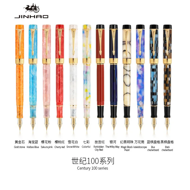 Новинка Jinhao 100 Centennial каучуковая авторучка Тонкое Перо 18KGP Золотой зажим деловая