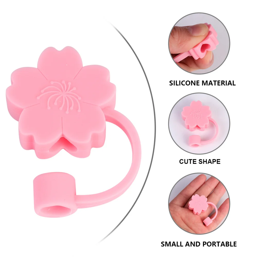 

2Pcs Lovely Shape Straw Tips Cover Silicone Straw Plug for Straw (Sakura)