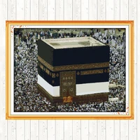 pilgrimage to mecca handmade 14ct 11ct counted stamped cross stitch kits diy needlework crafts dmc cotton thread printed canvas