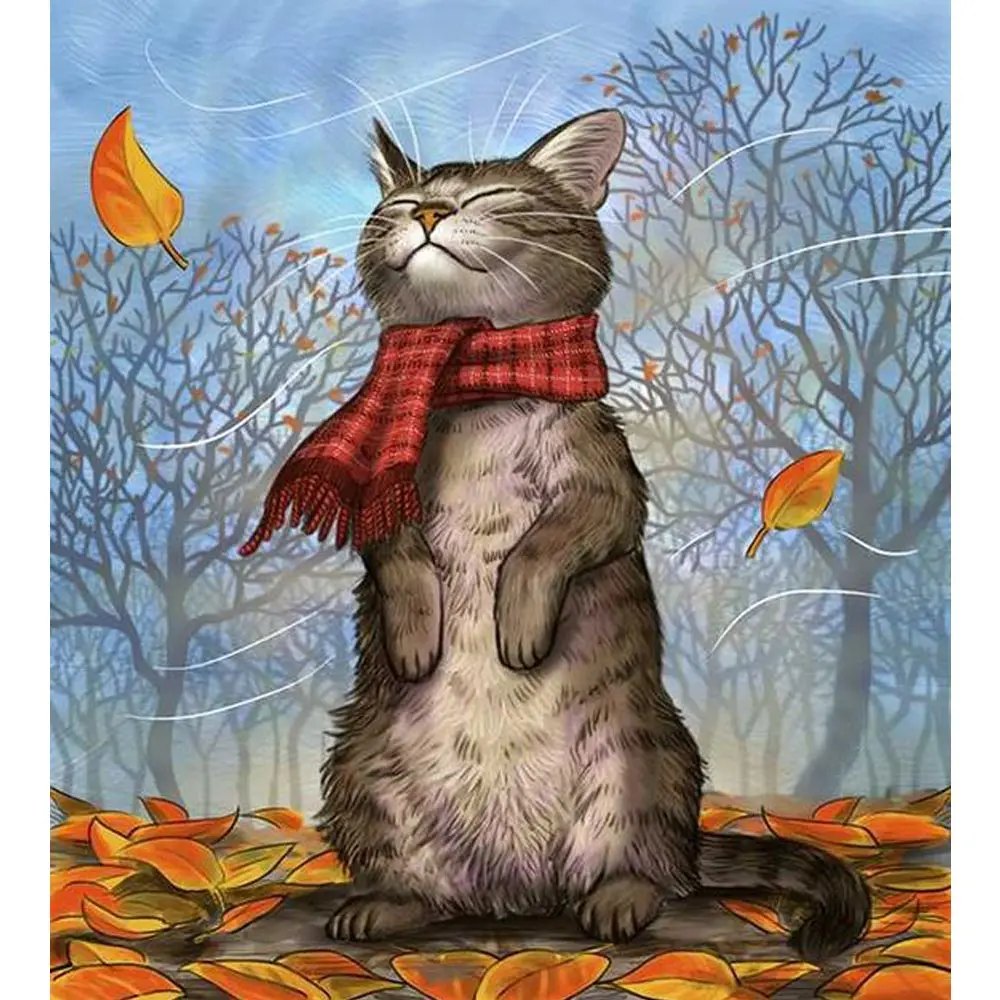 Алмазная вышивка сделай сам алмазная картина кошка полная дрель круглая стразы
