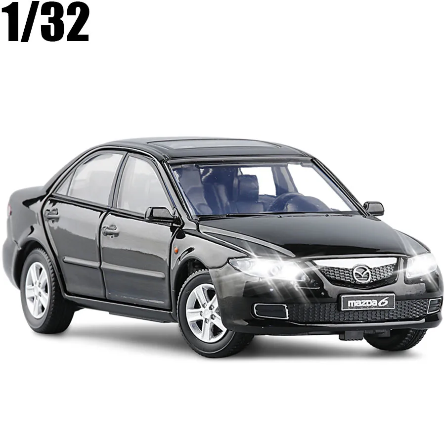 Modelo de coche Mazda 6 1:32 2008, juguete fundido a presión con luz de sonido, juguete para niños, coleccionables, envío gratis