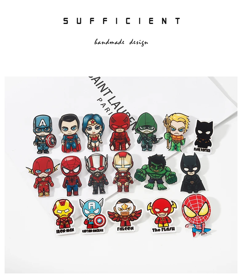 Мстители DC герой брошка мультфильм симпатичный значок Супермен Человек-паук Железный человек Бэтмен Халк булавка сумка аксессуары для женщин
