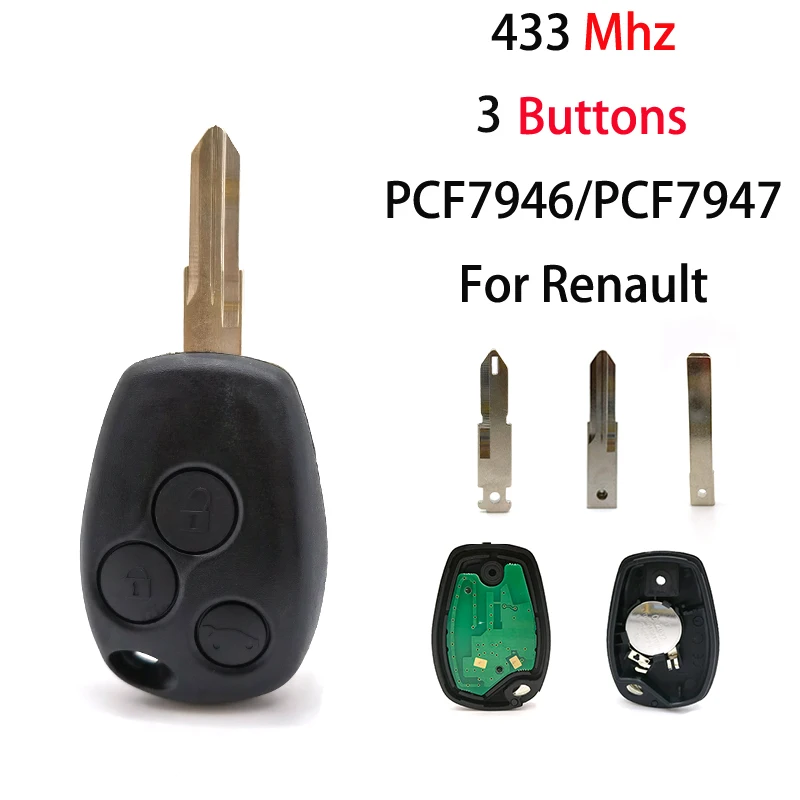 

SUOYOUSHI PCF7946/7947 Chip 434Mhz 2B Car Remote Key for Renault Megan Modus Clio III Modus Kangoo Logan Sandero Duster Car Key