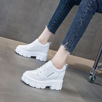 2021 spring new platform womens shoes womens 8cm thick soled shoes leather korean version of the wild increase in white shoes