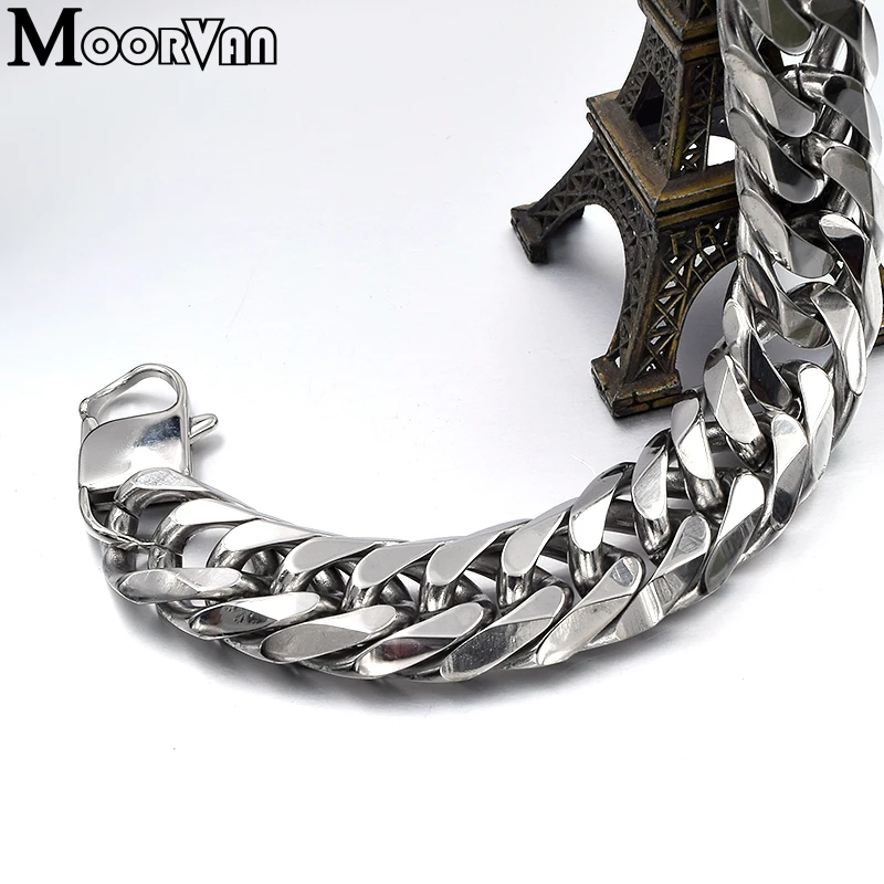 Moorvan 19 мм шириной 22 см длина, ссылка chian ювелирные изделия горячее предложение 316l нержавеющая сталь, для мужчин мужской Шарм браслет Бижу VB307