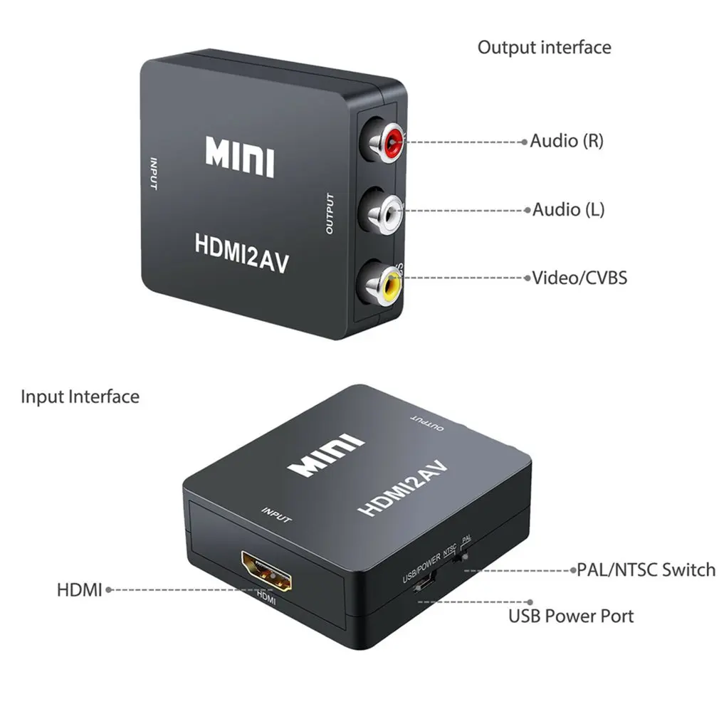 Горячая Распродажа HDMI к RCA AV/CVBS адаптер HD 1080P Mini HDMI2AV видеопреобразователь для PS3 VCR