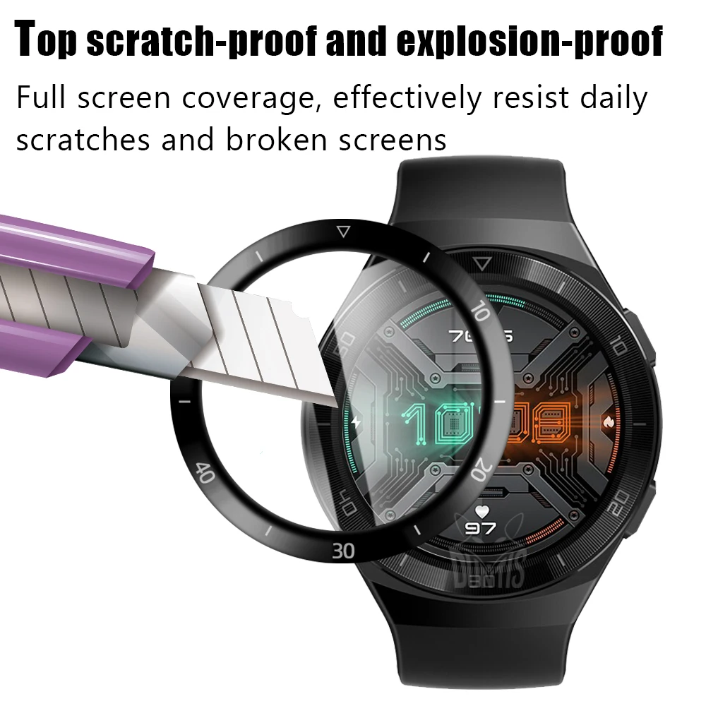 20d curved edge protective film for huawei watch gt2e gt 2e smartwatch soft with scale screen protector huawei gt 2e not glass free global shipping