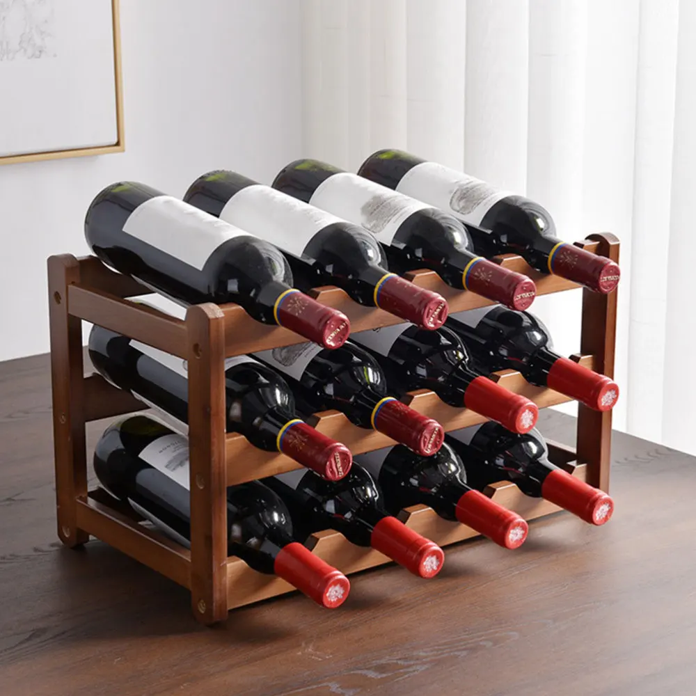 

Classical Wood Household Storage Rack Stand 12 Bottle Holder Display Shelf