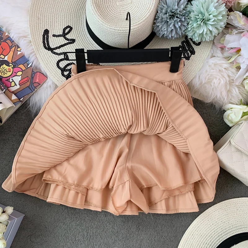 2019 New Spring Summer Chiffon High Waist Pleated Short Half-body Skirt Women Fashion Tide All-match Pants cc947 | Женская одежда