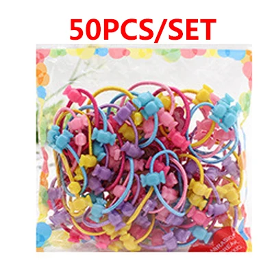 50pcs Style 13 Милые детские волосы для девочек, Бальные повязки на голову с бантиком, эластичная резинка для волос, резинка для конского хвоста, детские головные уборы, аксессуары для волос - Цвет: 50pcs Style 13