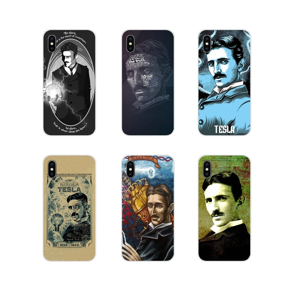 Прозрачный мягкий чехол для знаменитых учёных Nikola Tesla Samsung Galaxy S2 S3 S4 S5 Mini S6 S7 Edge S8 S9