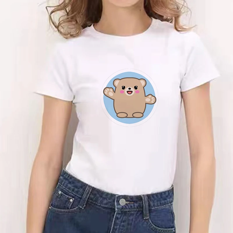 

Kawaii Women T Shir Oversized White Tshirts 90s Girls Ladies Short Sleeve Animal Aesthetic Top Tees Ullzang Tshirt Streetwears