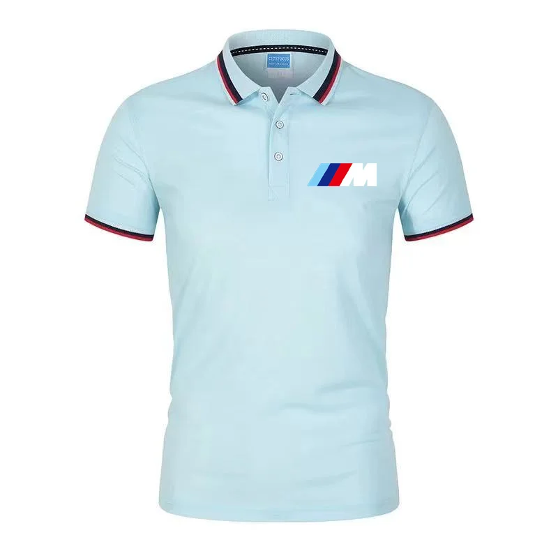 

New men's short-sleeved POLO shirt, classic printing white shirt, casual sports business shirt