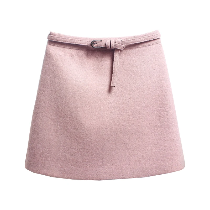 

winter of a word skirt cloth female 2020 new bag skirt to show thin pink bust skirt of tall waist bag hip short skirts