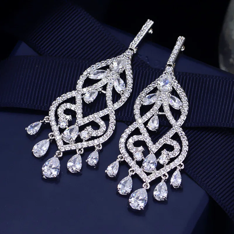 Винтажные длинные висячие серьги Plt с кристаллами для женщин элегантные