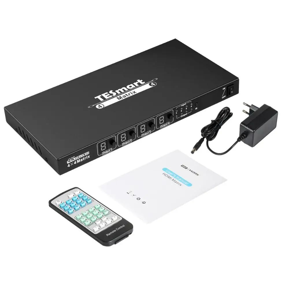 TESmart Ultra HD 4K HDMI 4X4 матричный коммутатор 4 порта входа и выхода с RS232 ИК пультом