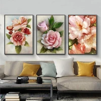 gatyztory 3pc diy painting by numbers for adults 40x50cm framed on canvas pink flower oil picture by number handmade wall art