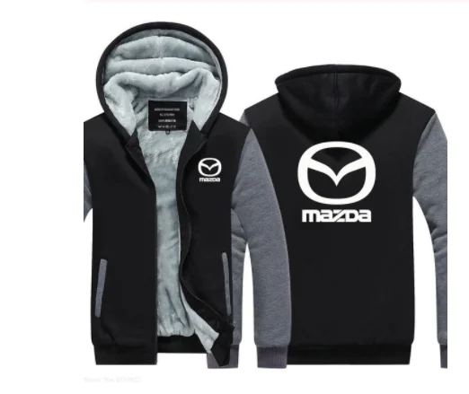 Мужские толстовки зимняя мужская Толстовка Mazda с длинным рукавом уплотненное