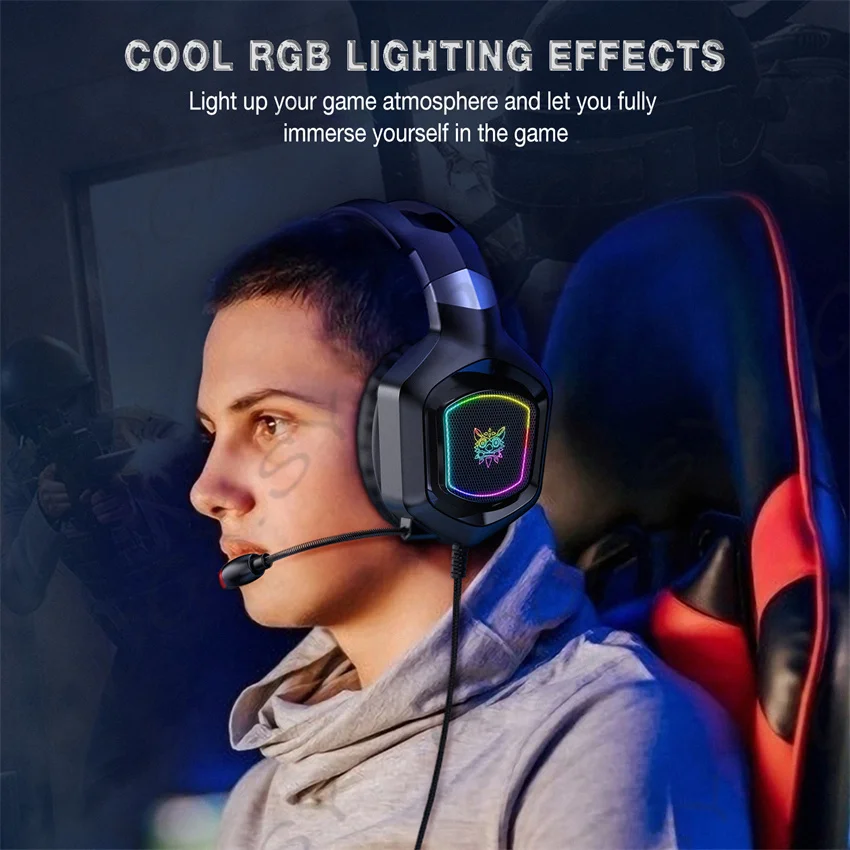 gaming headset wired pc gamer stereo headphones with mic led lights for laptop tabletps4 gamepadxbox one free global shipping