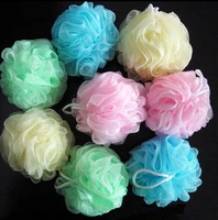 colorful bath shower soap bubble body wash exfoliate scrub puff sponge mesh net ball soft color random