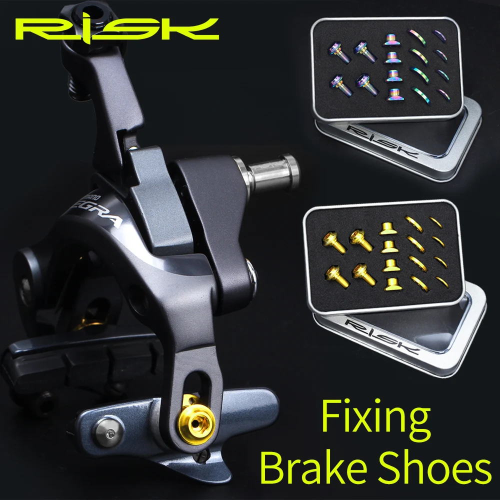 

RISK 16pcs/box Titanium Alloy Screws for UT/DA/105 Road Bike C Brake Shoes C Clamp Brake Pad Fixing Nuts Bolts Kits with Gasket