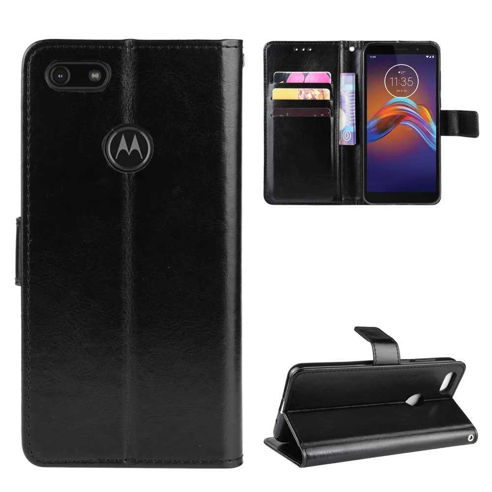 Для Motorola Moto E6 Play чехол Роскошный кожаный флип-кошелек для телефона E 6 с функцией