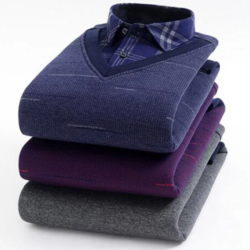 Мужские модные пуловеры с отложным воротником и длинными рукавами дышащие