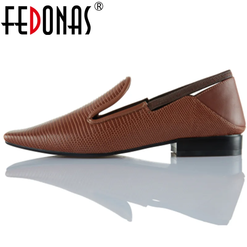 Женская обувь FEDONAS офисная из натуральной кожи в европейском стиле цепочка с
