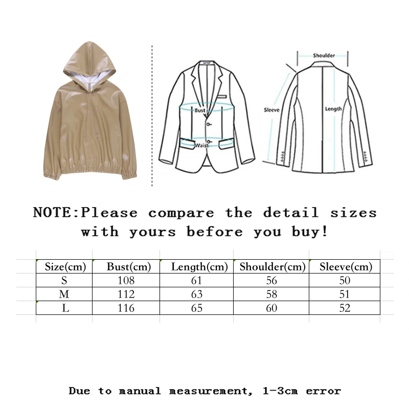 

Vangull Faux Leather Hooded Women Spring Autumn New Solid Vintage Sweatshirt Long Sleeve Hoodie Streetwear Casual Pullover Tops