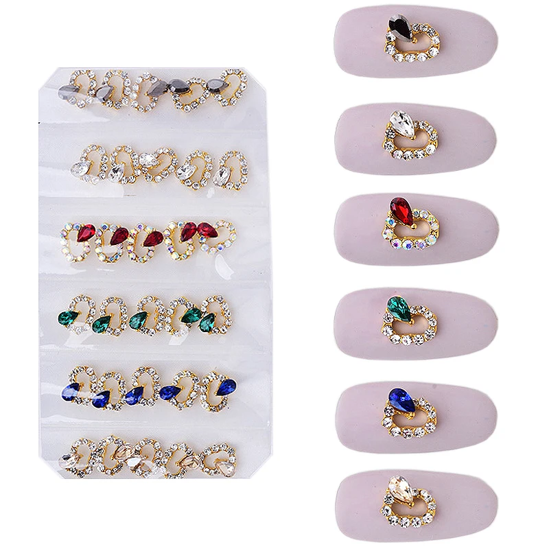 30pcs Mix Alloy Rhinestones Oval WaterDrop Star Shape 3D Strass Charm AB Colorful Nail Art Decorations Nails Tools - купить по