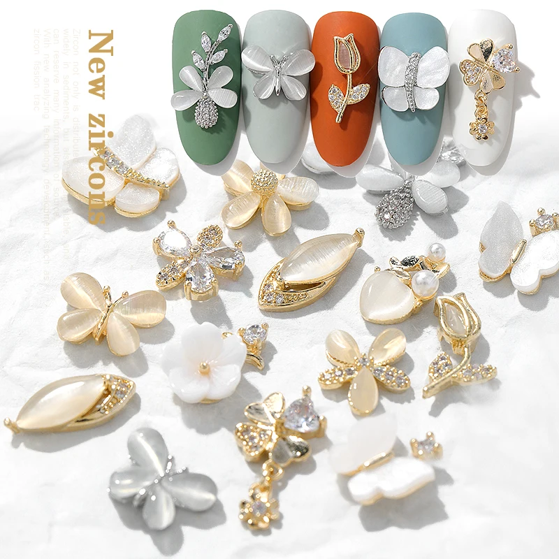 

2Pc Zircon Nail Art Butterfly Luxury Decorations Bow Ties Daisy Flower Pendant Rhinestone Jewelry Ornaments