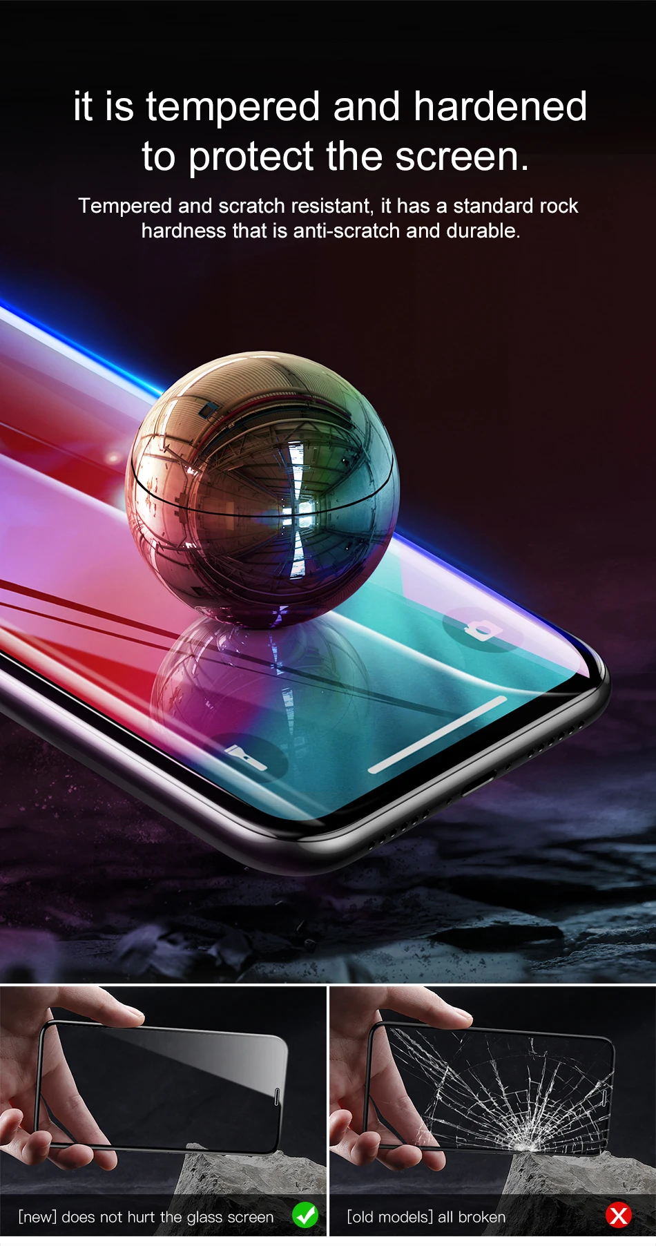 Baseus 0,23 мм стекло для iPhone X Xs max Xr Взрывозащищенная Защита экрана для iPhone Xs max Xr защитная пленка из закаленного стекла