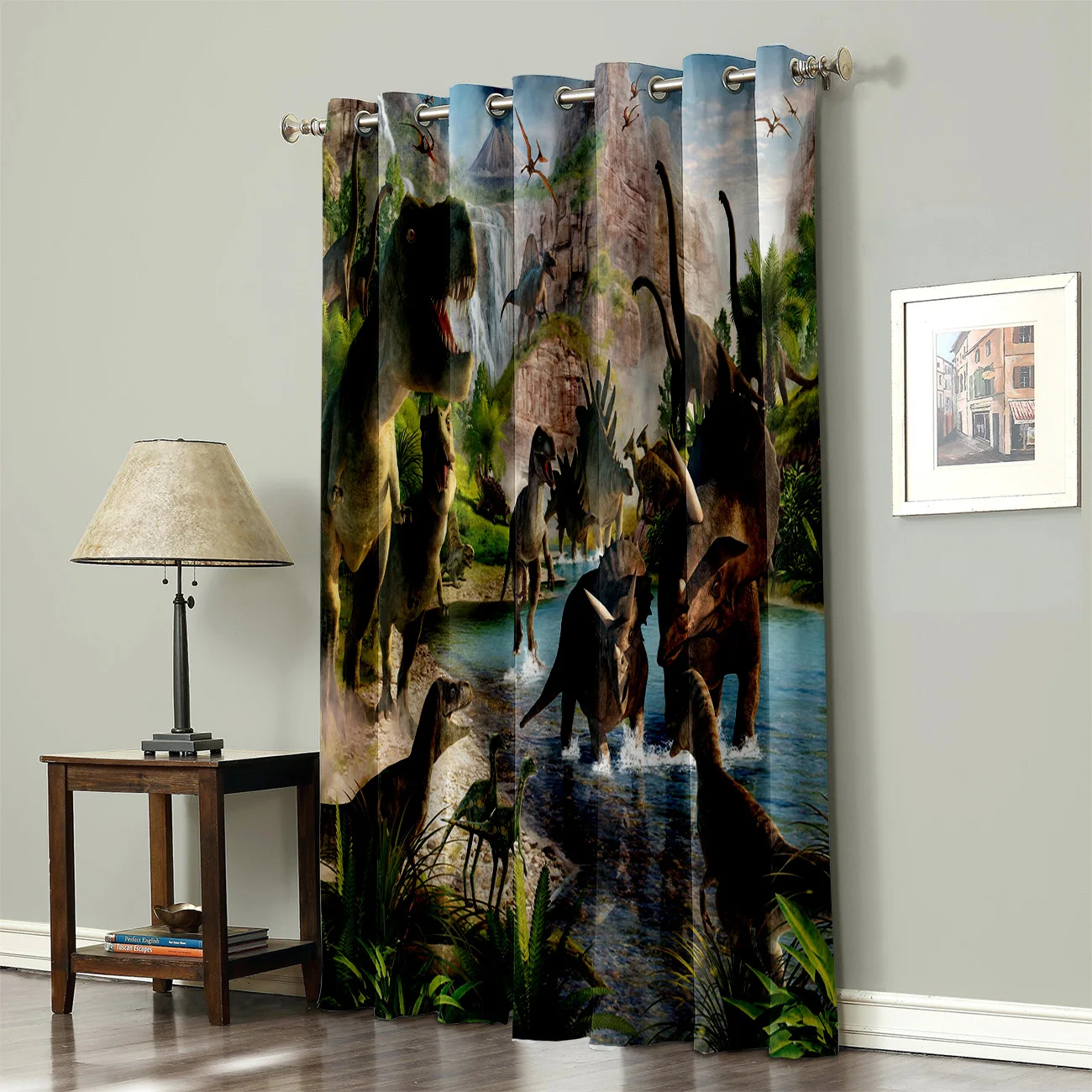 3D мультяшный динозавр оконные занавески для детской комнаты спальни девочек