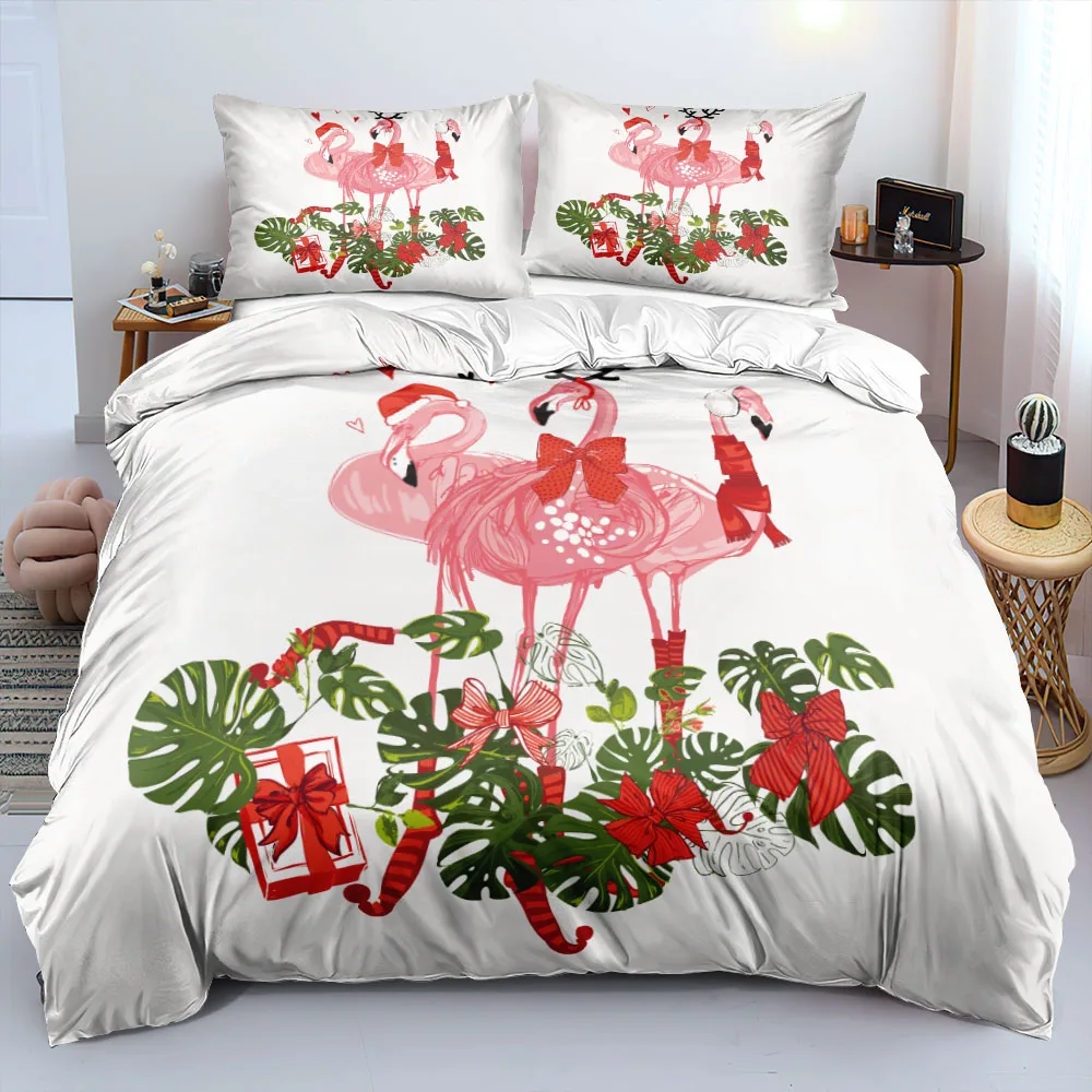 

3D White Bed Linen Design Animal Duvet Cover Sets Pillow Covers King Queen Single Twin Full Size 160*200cm Flamingo Beddings