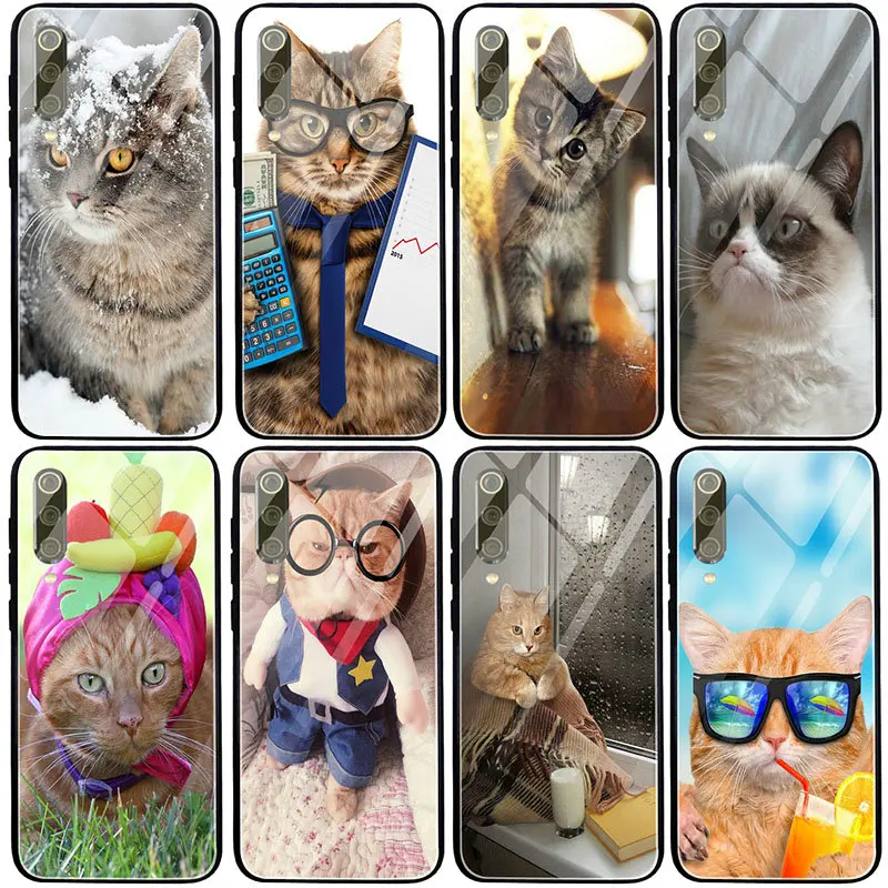 Забавные животные кошка закаленное стекло мобильный телефон чехол для Xiaomi Mi Redmi
