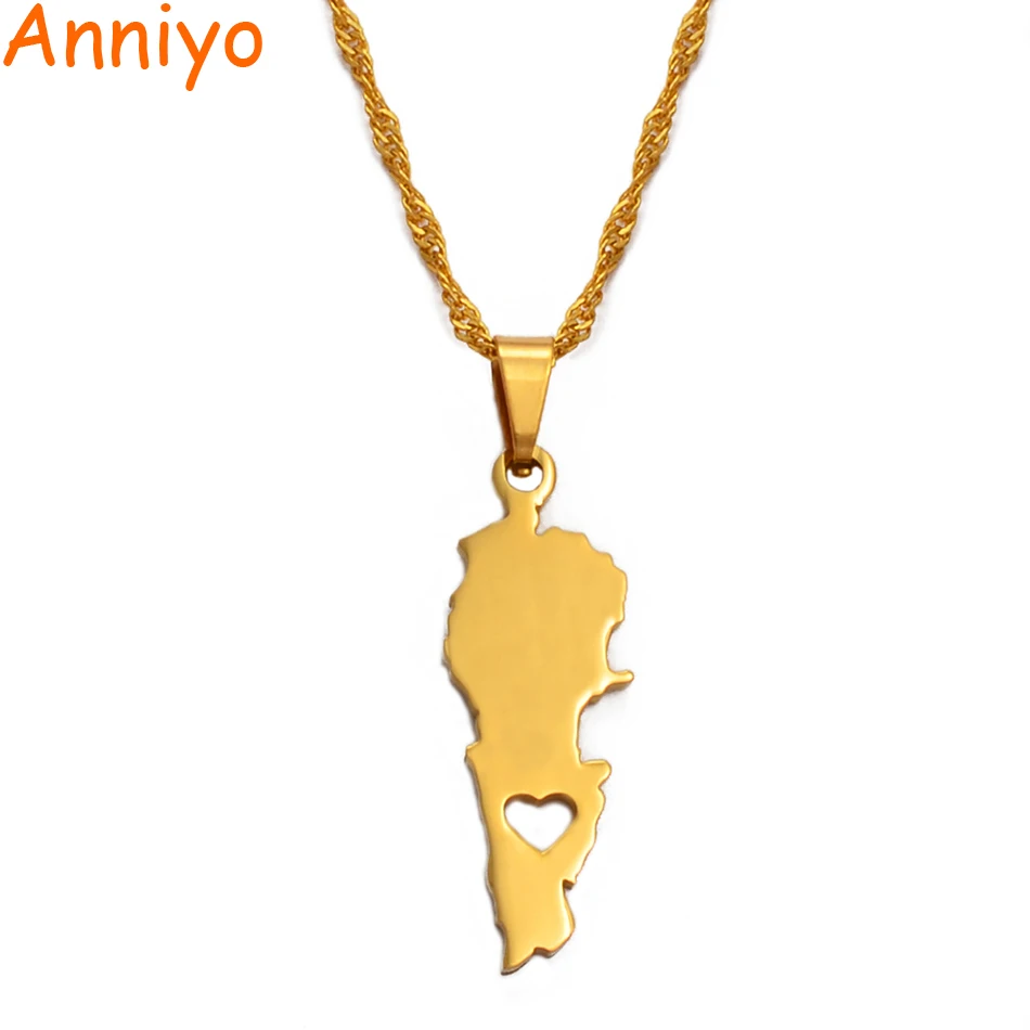 Anniyo Lebanon карта страны ожерелья с подвесками золотого цвета ювелирные изделия Liban карты ливанских патриотических подарков#018521