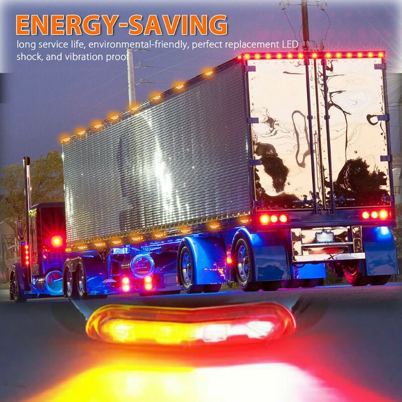 

10-30V Vehicle LED Lights Trailer Side Caution Lamp Bright 4 LED Lamp Replacement Suitable for Safety Driving at Night D2TB