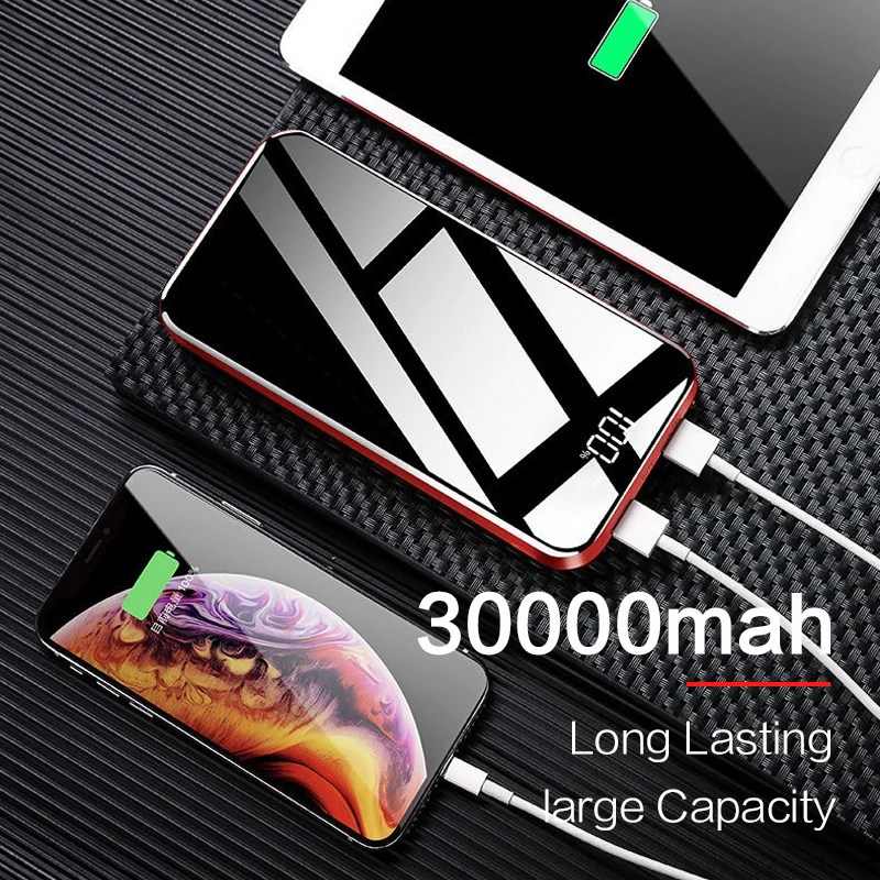 30000 мАч Power Bank портативный Быстрый портативное зарядное устройство с 3 портами