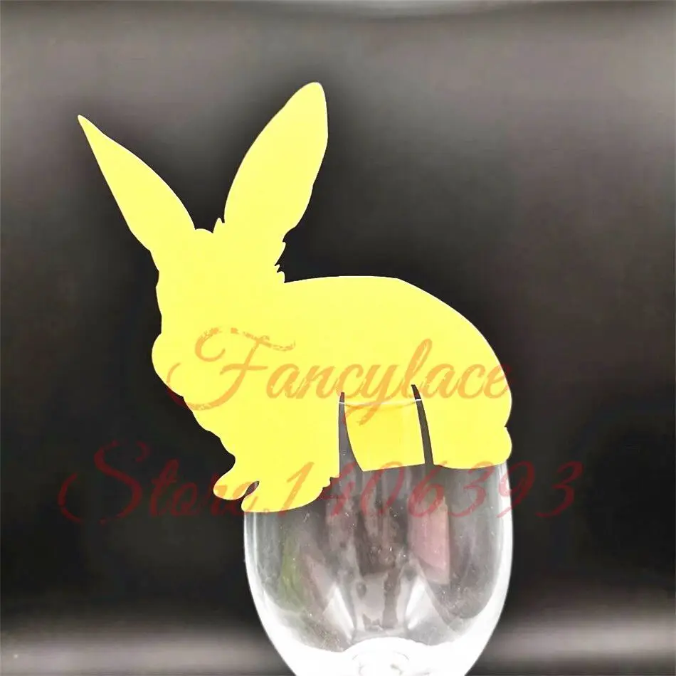 

50 шт. золотой милый кролик лазерная резка, настольный знак вина стекло Имя Место карты Baby Shower Свадьба День Рождения Вечеринка DIY украшения