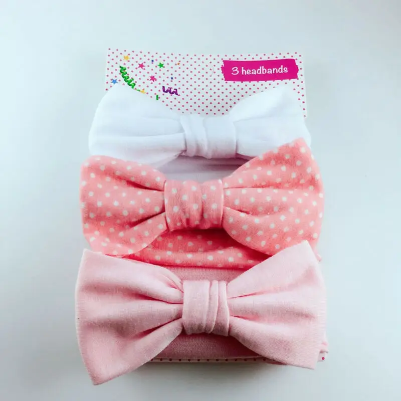 3 шт./компл. бант эластичный ободок детская лента для волос для девочек Детские аксессуары для волос комплект модный хлопок мягкий принт ободок головное украшение 0-12 м