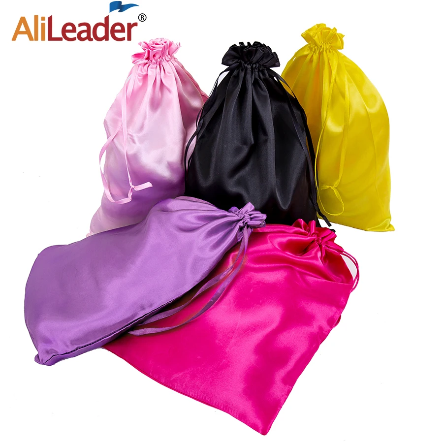 

Оптовый парик сумки, шелковые атласные подарочные пакеты с логотипом на заказ, 25x35 см