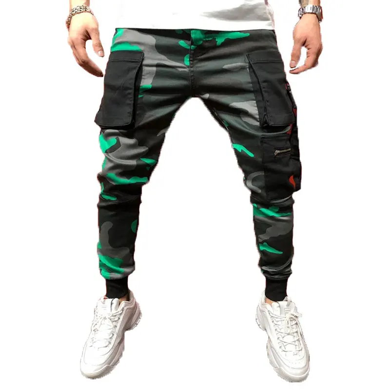 

Men Camouflage Skinny Casual Pants Fashion Slim Hip Hop Harem Pants Male Printed Cargo Trousers Korean Multi-pocket Streetwear